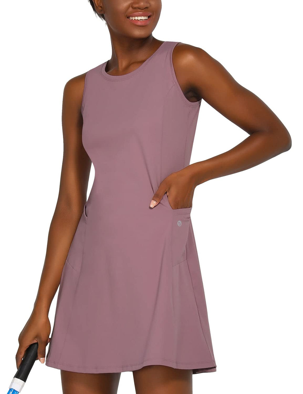 BALEAF Women's Tennis Golf Dress Sleeveless with Inner Shorts 4 Pockets for Exercise Workout Purple Medium - BeesActive Australia