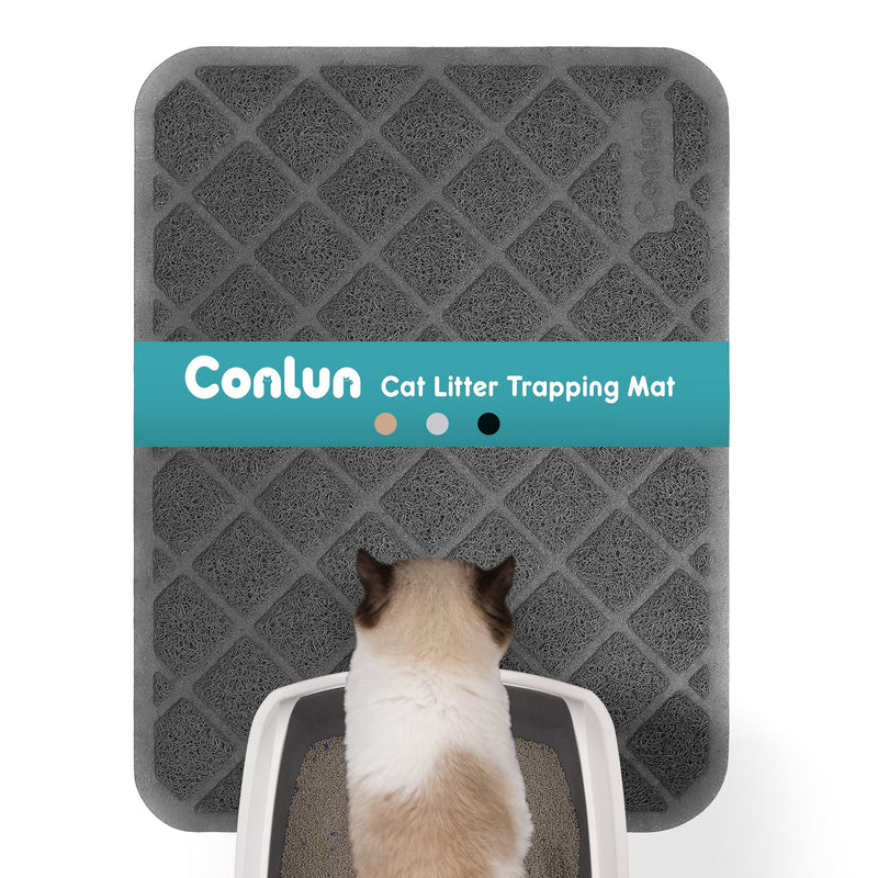 Conlun Cat Litter Mat Litter Trapping Mat, Premium Durable PVC Grid Mesh with Scatter Control, Non-Slip, Less Waste Cat Litter Box Mat, Soft on Kitty’s Paws, Urine Waterproof, Washable Easy Clean Small (24" x 17") Grey - BeesActive Australia