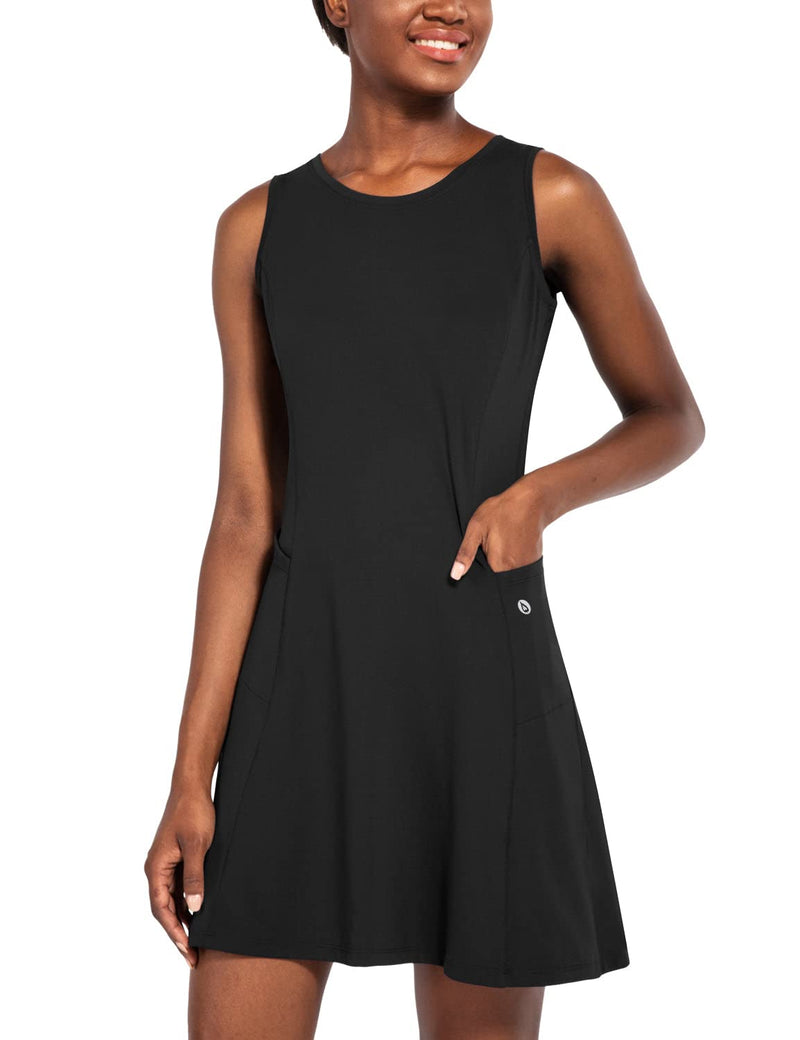 BALEAF Women's Tennis Golf Dress Sleeveless with Inner Shorts 4 Pockets for Exercise Workout Black Medium - BeesActive Australia