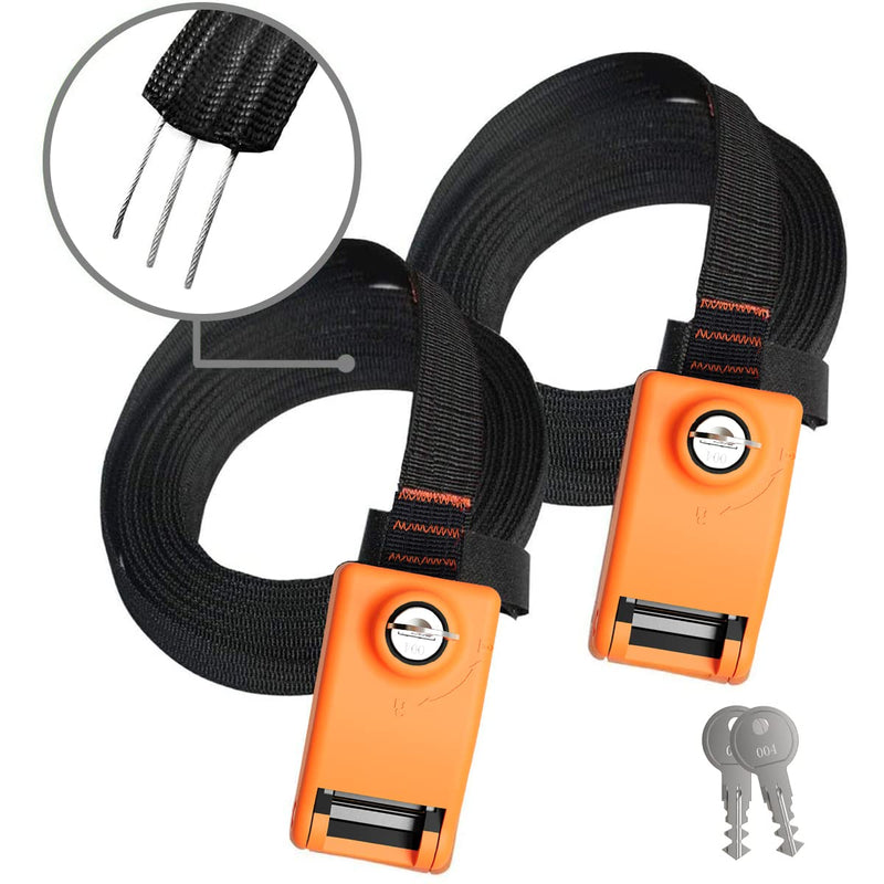 Lovinouse 2 Pack 15FT Lockable Tie Down Strap, with 3 Stainless Steel Cables, for Lashing Locking Kayak, Bike, Surfboard, 15 Feet Each (15 FT) 15 ft - BeesActive Australia