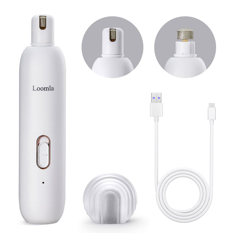 Loomla Dog Nail Grinder Upgraded - Professional 2 Speed Dog Nail Trimmers with Low Noise, USB Rechargeable Pet Nail Grinder, Paws Grooming and Smoothing for Dogs, Cats and Small Animals White - BeesActive Australia