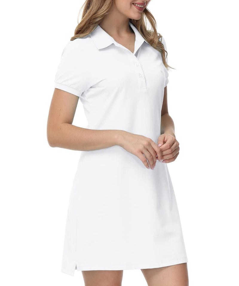 JINSHI Women T Shirt Dress Hiking/Tennis/Golf/Leisure Comfortable and Soft Athletic Dress for Women White Medium - BeesActive Australia