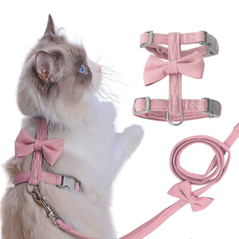 Cat Vest Harness and Leash, Cat Harness Escape Proof Escape Proof Mesh Breathable Adjustable Vest Harnesses for Cat H-Diagonal pull Walking with Safety Buckle BU S-L for Pet Kitten Puppy Rabbit Ferret Medium Pink - BeesActive Australia