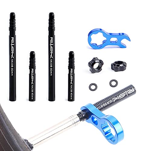 Pack of 2 pcs Bike Bicycle Tubeless Presta Valve Extender Extension with Core Wrench, 45mm 80mm (integrated-45mm) - BeesActive Australia