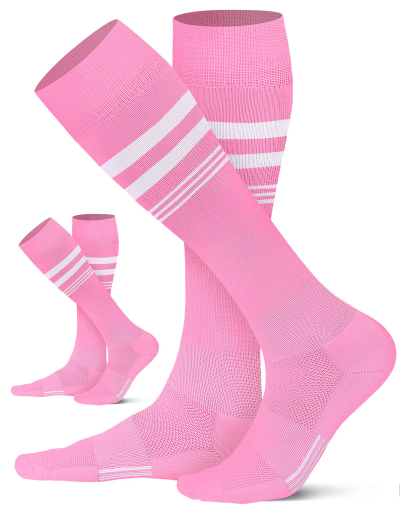 2/3 Pairs Soccer Softball Socks for Youth Kids, Men and Women Multi-sport Socks Pink(2 Pack) Medium - BeesActive Australia