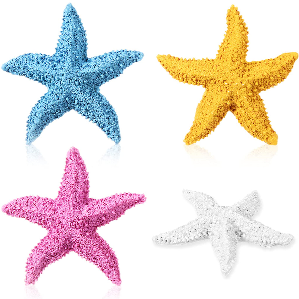 Frienda 4 Pieces Resin Starfish Aquarium Decoration Multi-Colored Aquarium Artificial Starfish Ornament for Fish Tank Home Wedding Table Decor DIY Crafts, 3.1 Inch - BeesActive Australia