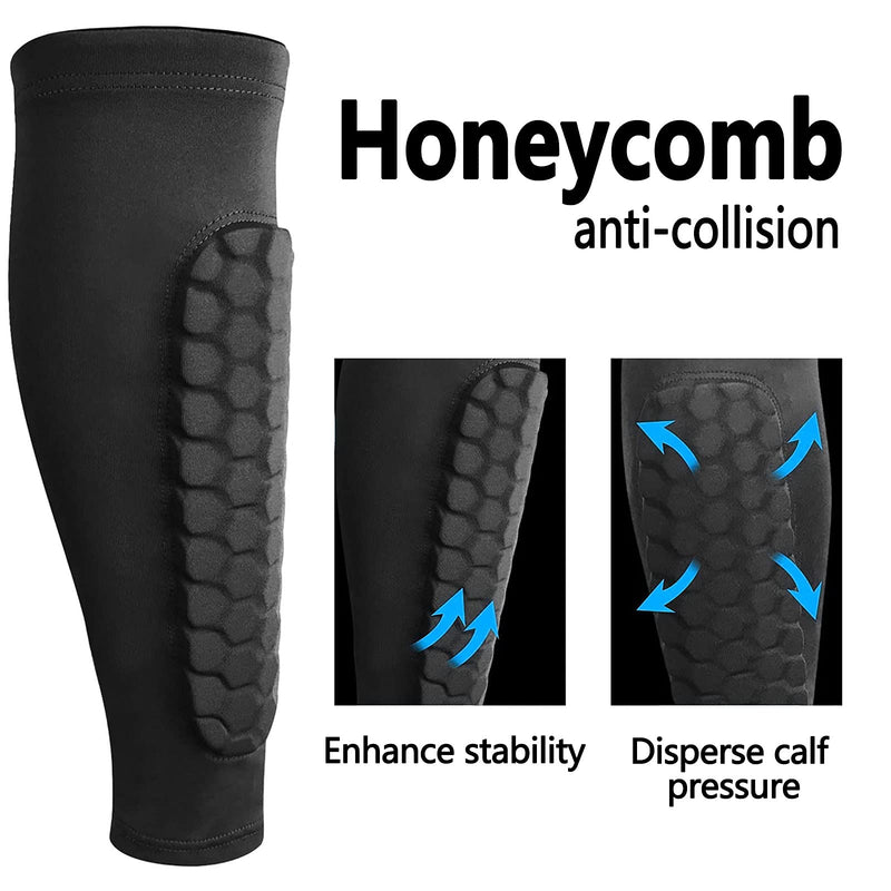 Linkidea 1 Pair Soccer Shin Guards Shin Pads for Kids Youth Adult, Calf Compression Sleeve with Honeycomb Pads for Running, Cycling - BeesActive Australia