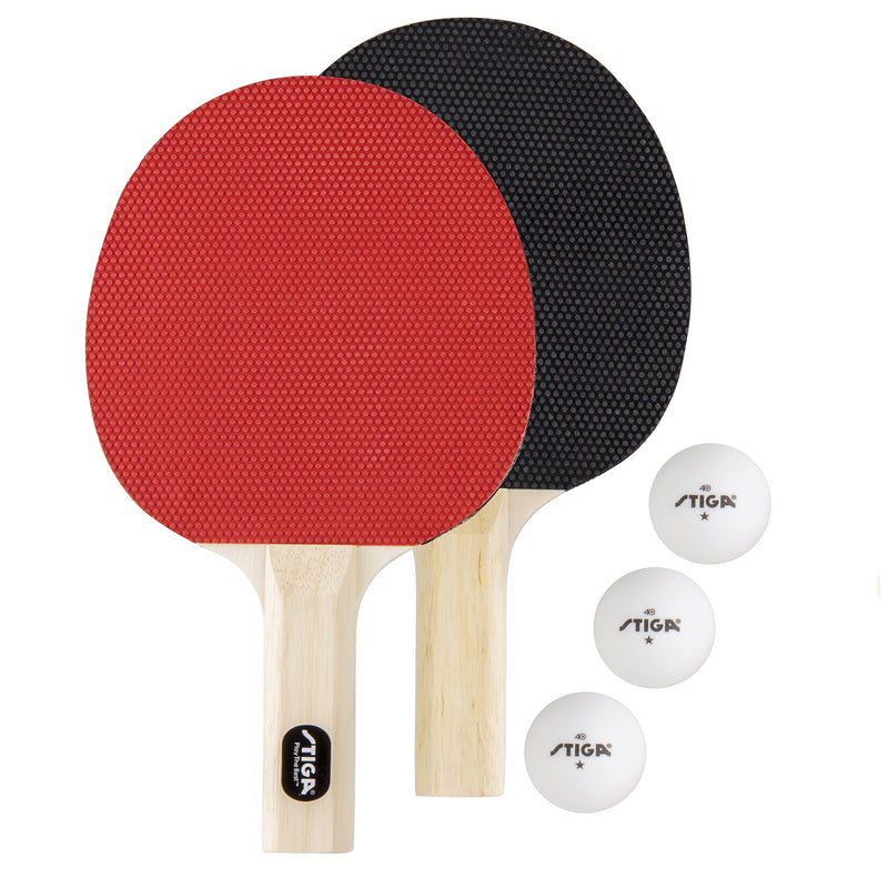 STIGA Classic 2 Player Ping Pong Set - 2 Table Tennis Rackets, 3 - 1 Star White Balls Included - BeesActive Australia