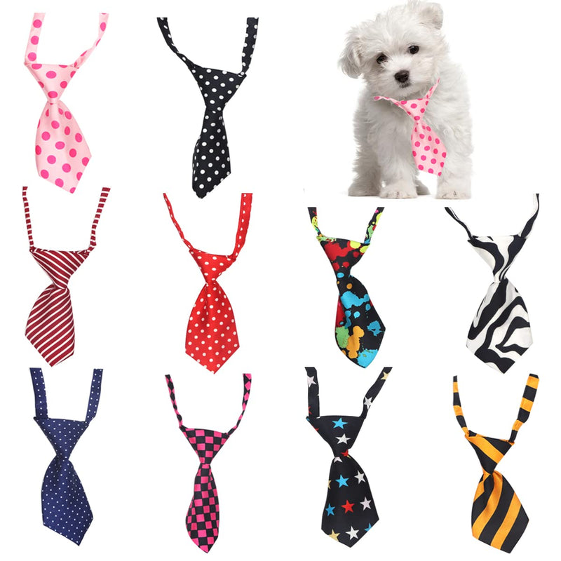 Petunny Dog Ties for Small Dogs,10Pcs Plaid Stripes Polka Dot Dog Neck Bow Tie with Adjustable Small Dog Ties for Grooming Pet Ties Puppy Ties Pet Neck Ties Grooming Accessories(Random Color) - BeesActive Australia
