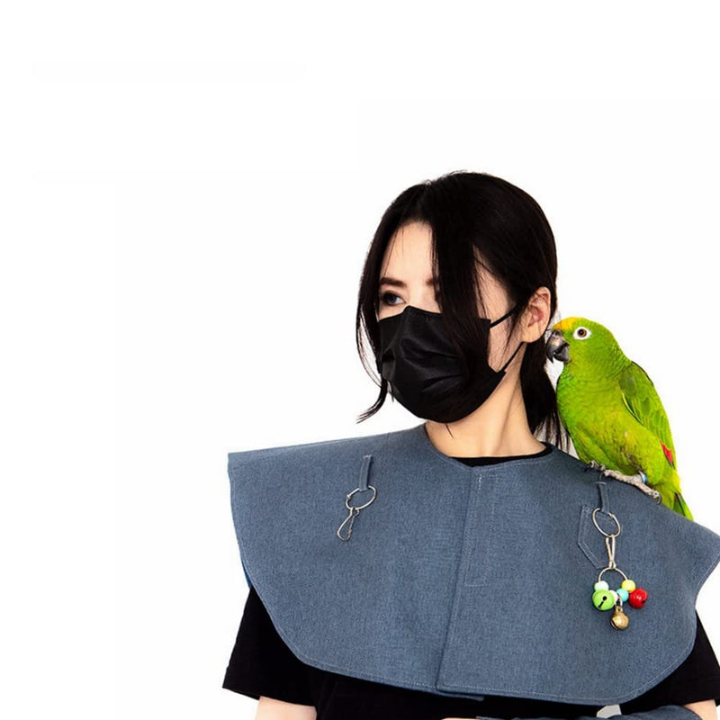 Parrot Anti-Scratch Shoulder Bird Anklet Toys, Multi-Functional Bird Diaper Flight Suits Pee Pads Diaper Poop Shawl for Small Medium Cockatiel Parakeet Macaw Shoulder Protector-Blue - BeesActive Australia