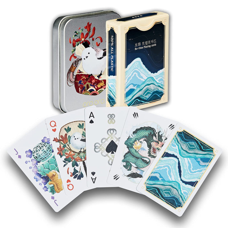 Oroora, Bohwa Card, tichu Board Game + Card Case, 100% Waterproof Plastic Playing Cards, Poker Size, Quality Embossed Plastic Playing Cards, 1 Decks of Cards + 1 Card Case. - BeesActive Australia