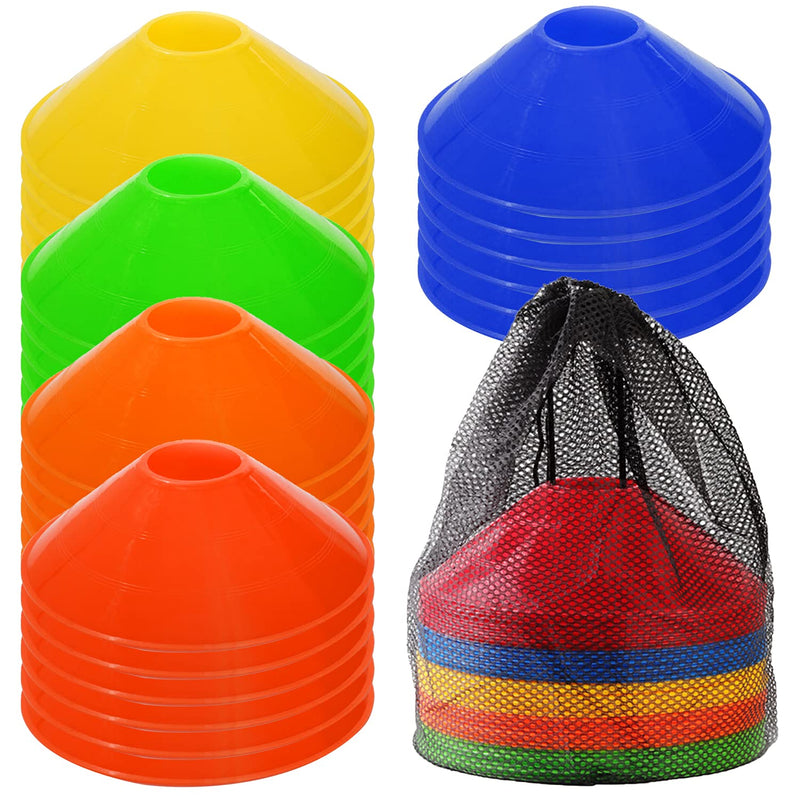 Jyongmer 30 Pcs Disc Cones Training Cones Agility Soccer Cones with Carry Bag for Training, Football, Basketball, Kids, Sports, Field Cone Markers and Other Sports and Games (Thickened Version 22g) - BeesActive Australia