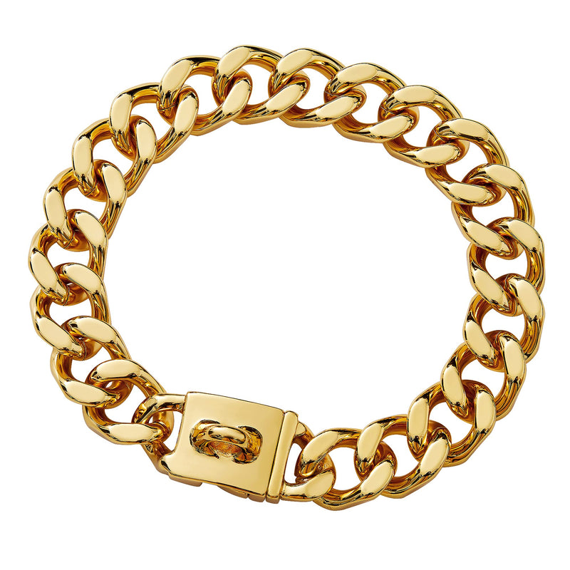 txprodogchains Big Dog Chain Collar with Buckle Strong Heavy Duty 21MM Thick Wide Stainless Steel Metal 18K Gold Cuban Link Chain Collar for Large Dogs 26" ( Fits Neck 24" to 25.5") - BeesActive Australia
