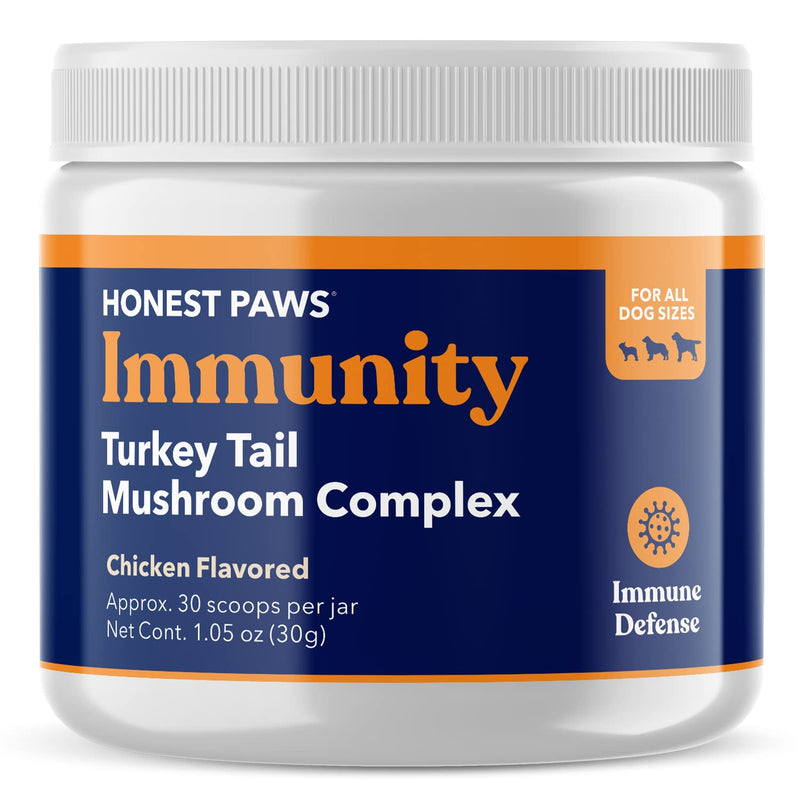 Honest Paws Dog Digestive and Immunity Booster – Turkey Tail Mushroom Blend - Shiitake, Reishi, Maitake Mushroom Extract Formula - No Filler, No Additives - (1.05 oz) - BeesActive Australia