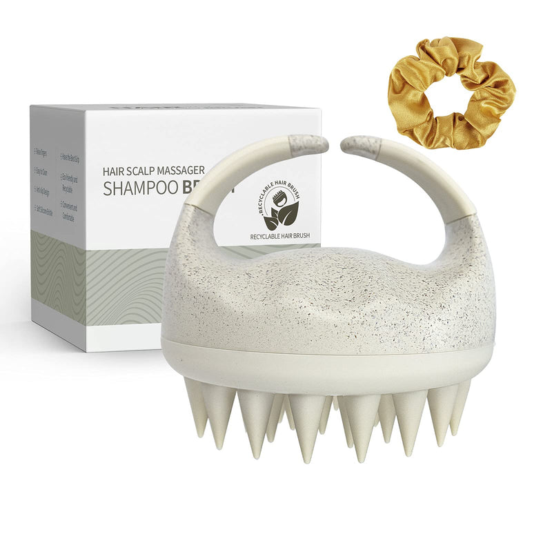 Sndyi Scalp Massager Shampoo Brush, Scalp Scrubber with Soft Silicone Bristles, Scalp Exfoliator for Dandruff Removal, Scalp Massager for Hair Growth, Wet Dry Hair Brush for Scalp Care Beige - BeesActive Australia