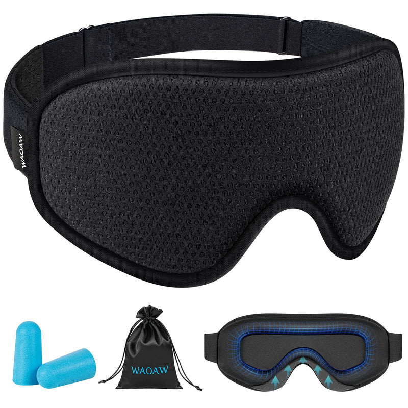 WAOAW Sleep Mask for Women Men, Eye Mask Sleeping of 3D Light Blocking Blindfold(Black) Black - BeesActive Australia