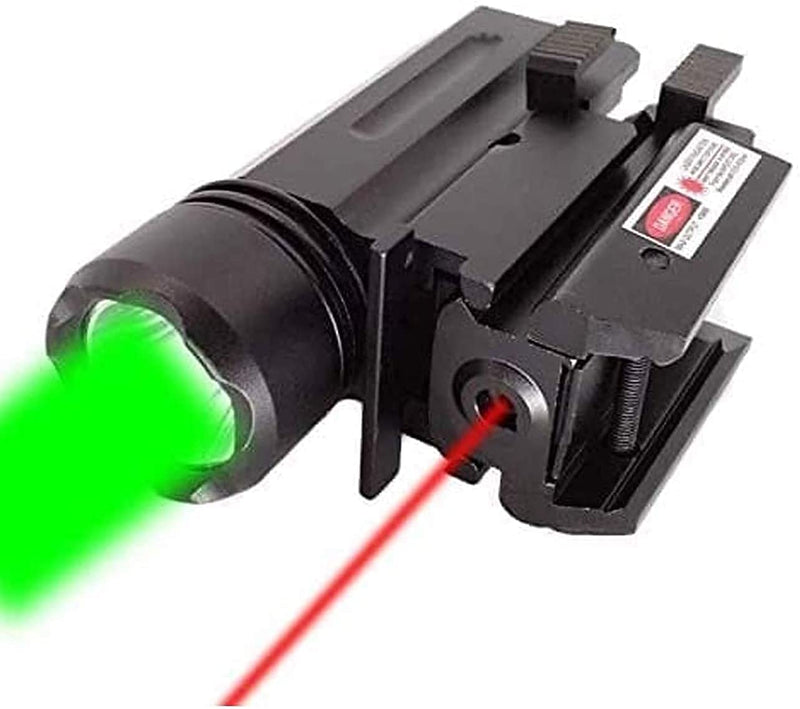 2 in 1 Tactical Pistol Red Dot Laser s-i-g-h-t Or 180 Lumen Cree LED Flashlight Or Combo Hunting Accessories for Pistol Guns 1911 M9 G-lock 17,19,20,21,22,23,30,31,32 (Green Flashlight with Red Laser) - BeesActive Australia