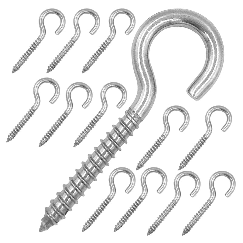Pack of 12 M6 Metal Hooks, heavy-duty304 Stainless Steel Screw Hooks, self-Tapping Eye-Ring Bolt Hooks, Wooden Terminal Eye-Hole Hooks, Pendant Lights and Wires, Strong Indoor and Outdoor(3.2"X12PCS) 3.2"X12PCS - BeesActive Australia
