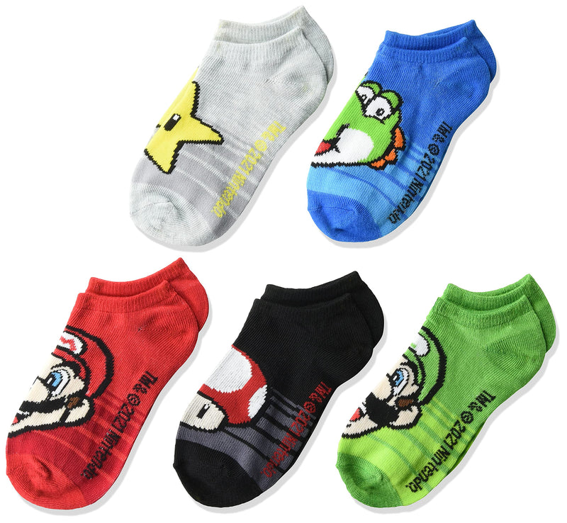 Mario Boys 5 Pack No Show Socks 6-8.5 Multi - BeesActive Australia