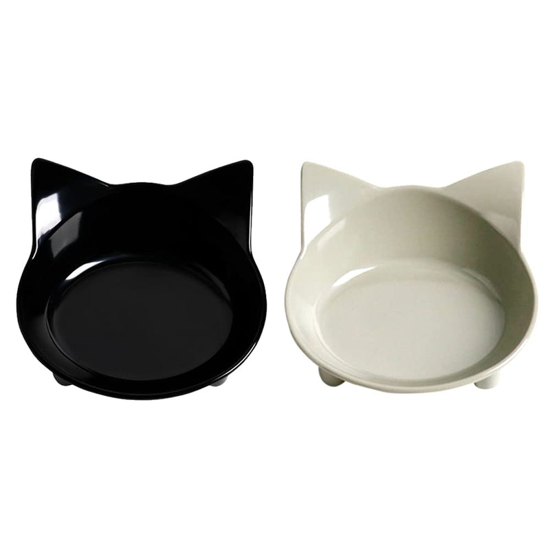 Cat Bowl Non Slip Cat Food Bowls Shallow Cat Water Bowls to Stress Relief of Whisker Fatigue, Pet Food Bowl Cat Feeding Wide Bowls Dog Bowl for Puppy Cats Dogs Small Animals(Safe Food-grade Material) Black+Grey - BeesActive Australia
