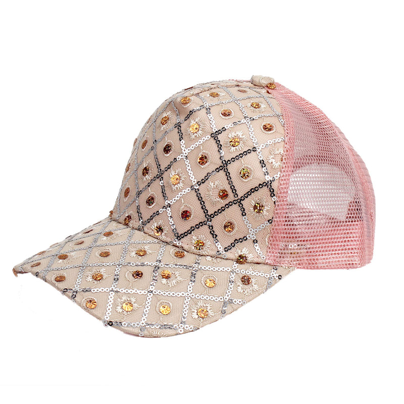 LABANCA Glitter Sequin Baseball Cap Hat Adjustable Mesh Caps Baseball Party Hat for Women and Girls 06200 Pink - BeesActive Australia