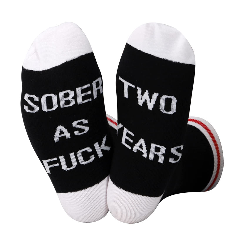 TSOTMO 2 Pairs Sobriety Anniversary Socks Sobriety Gift AA NA Recovery Socks Sober As Fuck Encouragement Gift 2 Year Fuck - BeesActive Australia
