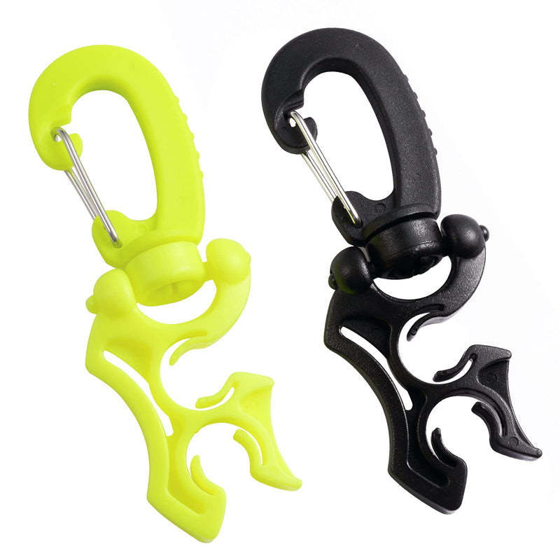 Yizerel 2 Packs Scuba Hose Clip Scuba Diving Hose Holder Clip, Double BCD Dive Hose Holder with Snap Hook Buckle for Snorkeling Scuba Diving Accessories - BeesActive Australia