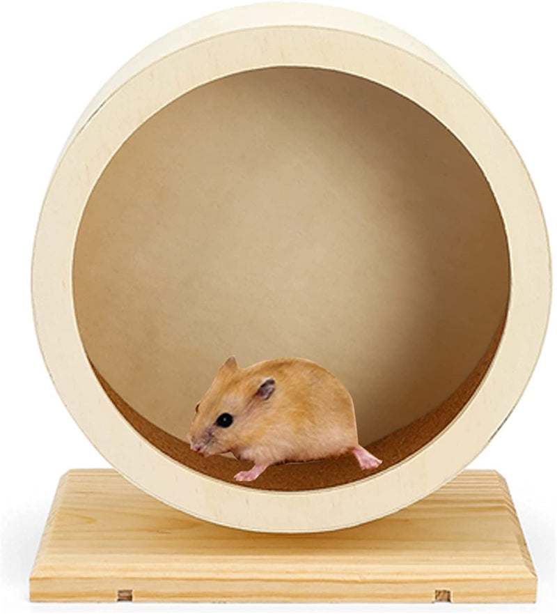 Hamster Wooden Running Wheel,Hamster Silent Exercise Wheels, Small Animal Play Toy for Rat Gerbil Mice Chinchillas Hedgehogs Guinea Pigs (S) S - BeesActive Australia