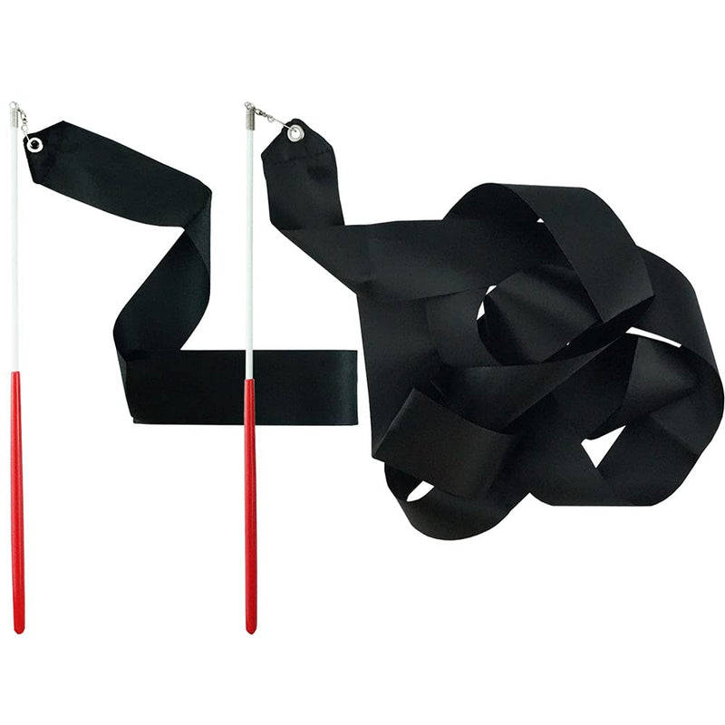 FAZHBARY Black Rhythmic Gymnastics Wands Praise Dancing Streamers for Kids Baton Twirling Talent Shows Artistic Dancing, 2 Pack - BeesActive Australia