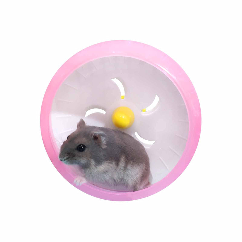 WishLotus Hamster Running Wheel, Silent Jogging Exercise Toy Hamster Cage Accessory for Drawf Hamster Golden Silk Shih Tzu Bear pink - BeesActive Australia