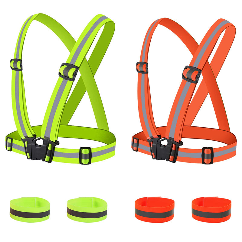 Miushion Reflective Vest - Running Vest Reflector, Reflective Running Vest with Safety Straps, High Visibility Reflector A-2pcs Vests - BeesActive Australia