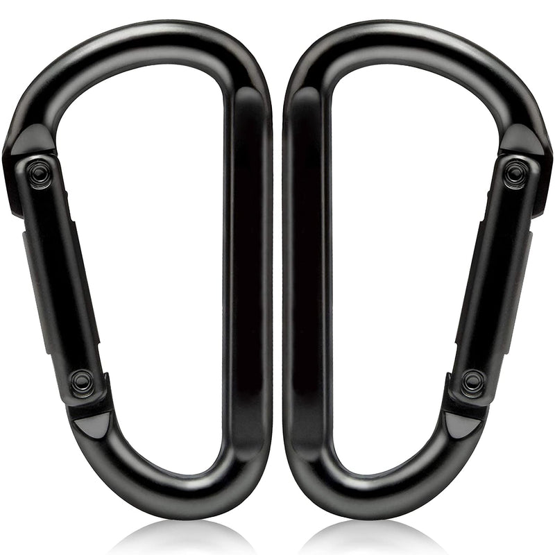 Caribeener Carabiner Clip, 860lbs, 3" Iron Heavy Duty Carabiner, D Shape Buckle - Keychains, Camping, Hiking Accessories, Carabiners for Locking Dog Leash, Harness, Yoga Swing, Gym etc, Black, 2 PCS - BeesActive Australia