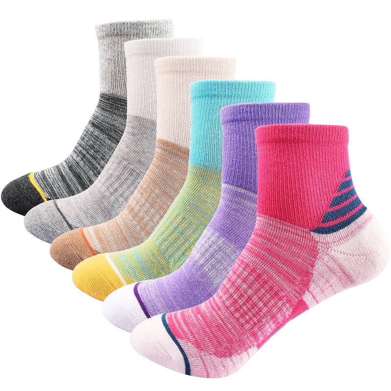 Women's Athletic Ankle Socks Quarter Cushioned Running Socks Hiking Performance Sport Cotton Socks 6 Pack Multicolor - BeesActive Australia