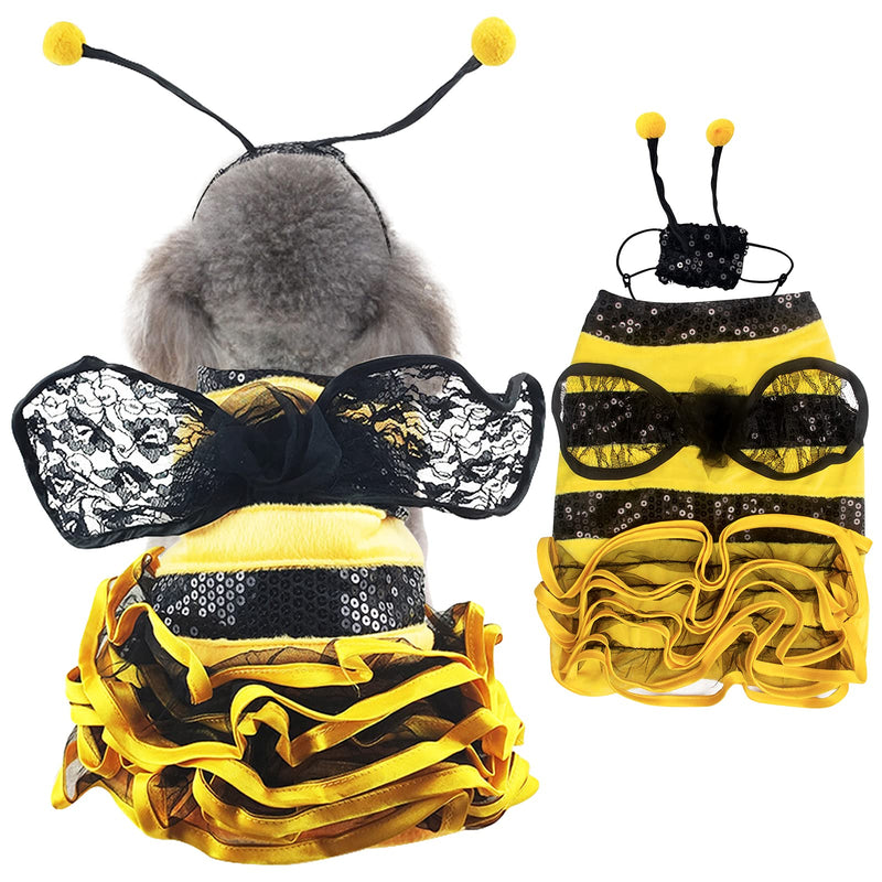 Dog Bee Costume Halloween Costumes for Dogs, Halloween Bee Dog Costume Pet Bumblebee Dress Costume, Dog Bumblebee Costume Funny Pet Halloween Outfit with Cap for Small Medium Large Dogs Cats - BeesActive Australia