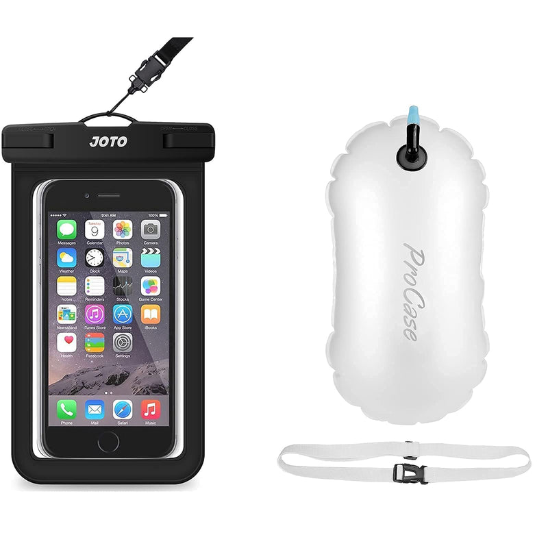 JOTO Universal Waterproof Pouch Cellphone Dry Bag Case for Phones up to 7" Bundle with ProCase Swim Buoy Float for Open Water Swimming - BeesActive Australia