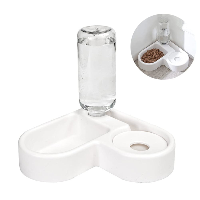 Double Dog Cat Bowls - Pets Water and Food Bowl Set with Automatic Water Bottle, Raised Pet Feeder Bowl for Cats and Small Dogs White - BeesActive Australia