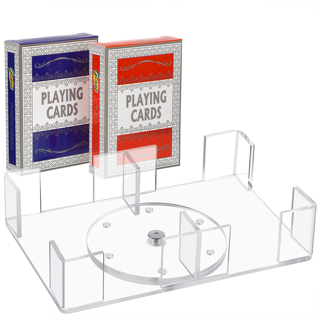 Clear Acrylic 2 Deck Revolving Rotating Canasta Playing Card Tray and 2 Pairs Deck Magic Playing Cards for Party and Game - BeesActive Australia
