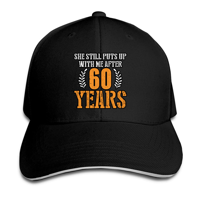 She Still Puts Up with Me After 60 Years Baseball Cap Fashion Classic Peaked Cap Unisex Outdoor Travel Sun Hat Sports Cap Trucker Cap Black - BeesActive Australia