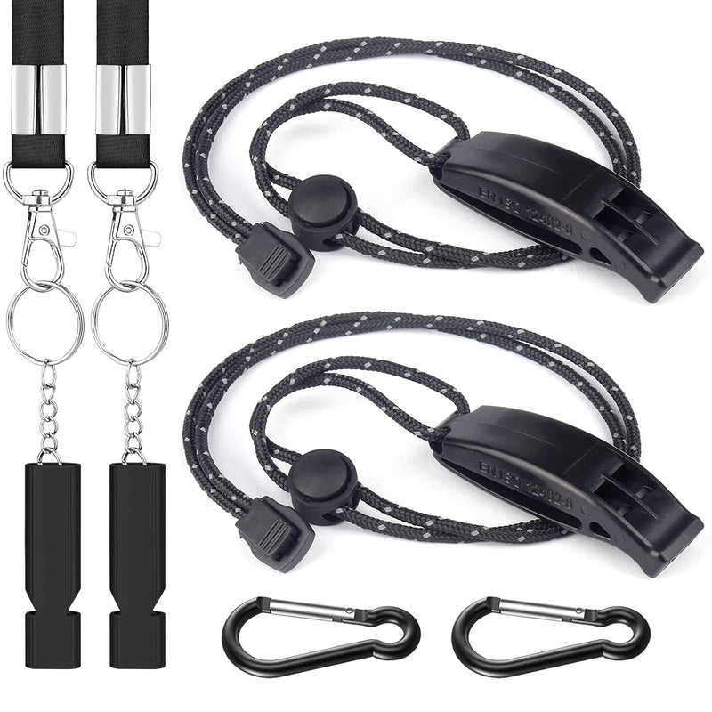 Michael Josh Outdoor Loudest Emergency Survival Whistles with Lanyard, Safety Whistle Survival Shrill Loud Blast for Kayak, Life Vest, Jacket, Boating, Fishing,Camping, Hiking, Hunting, 4 Pack Black - BeesActive Australia