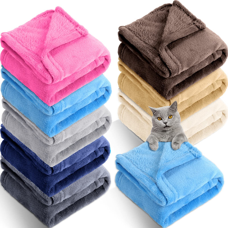 8 Pieces Dog Blanket Fleece Throw Blanket Cat Dog Sleep Mat Pad Blanket Cover Reversible Warm Washable Pet Blanket Soft Assorted Color Flannel Dog Blanket for Small Medium Large Dogs Cats - BeesActive Australia