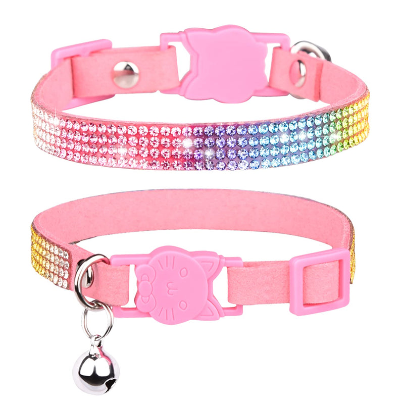 WDPAWS Cat Collar Breakaway Bling Diamond Rhinestone with Bell Adjustable for Cats and Kitten Girl boy Pink - BeesActive Australia