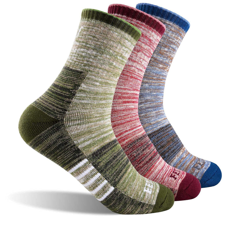 FEIDEER Women's Hiking Walking Socks, Multi-Pack Outdoor Recreation Socks Wicking Cushion Crew Socks Red/Blue/Green Medium - BeesActive Australia