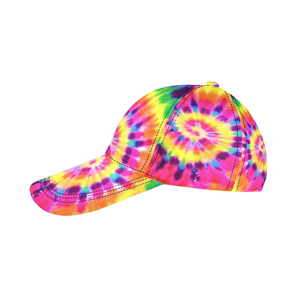 ANANGTEE Colored Tie Dye Baseball Cap for Women Teens, 3D Print Full Trucker Adjustable Snapback Sun Hat for Men Tie Dye Dad Cap - BeesActive Australia