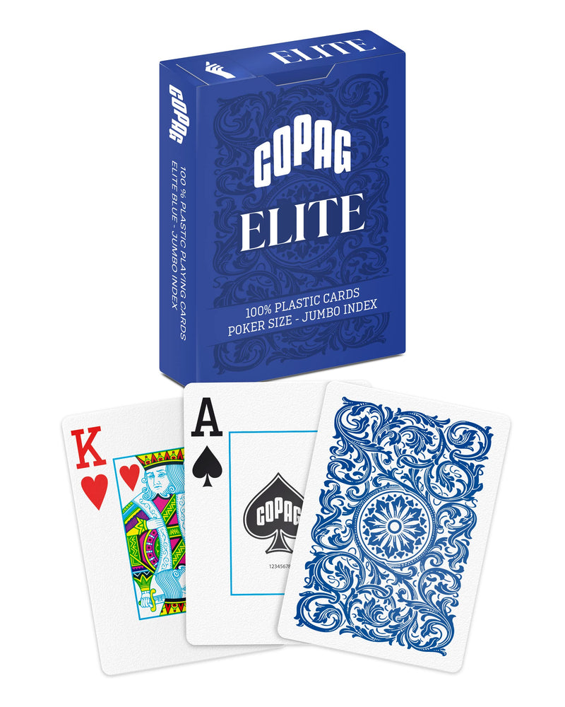 Copag Elite 100% Plastic Playing Cards, Poker Size Jumbo Index Single Deck (Blue) Blue - BeesActive Australia