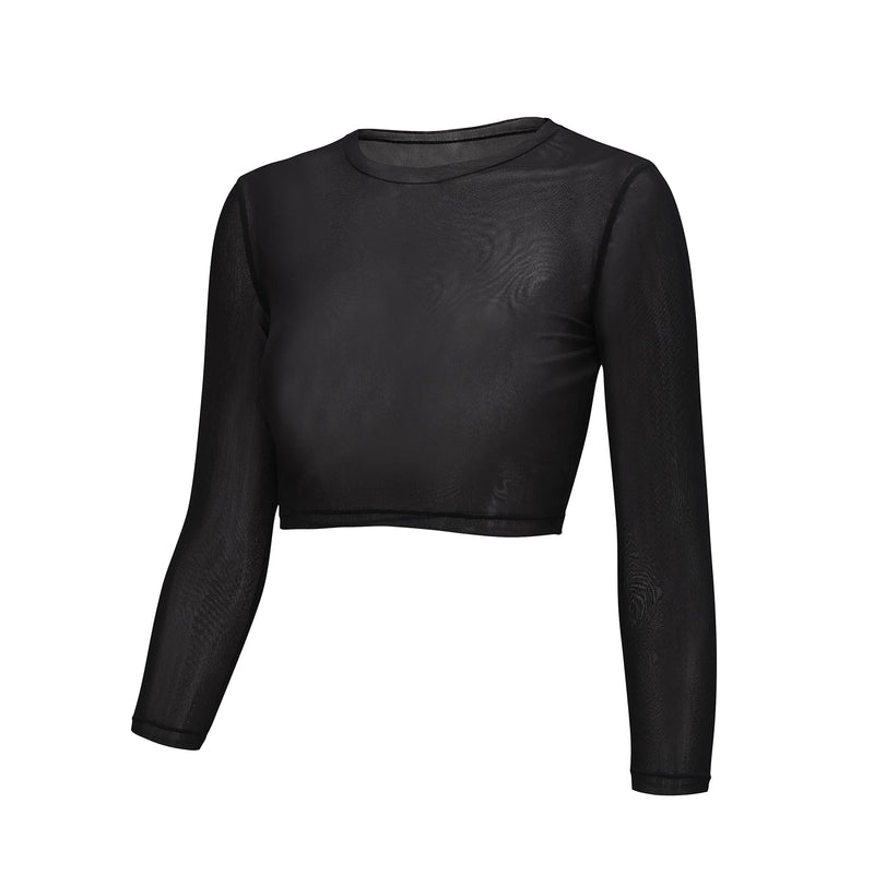 Dance Elite Long Sleeved Mesh Crop Top for Dance - Warmup Dance Tops for Women Medium - BeesActive Australia