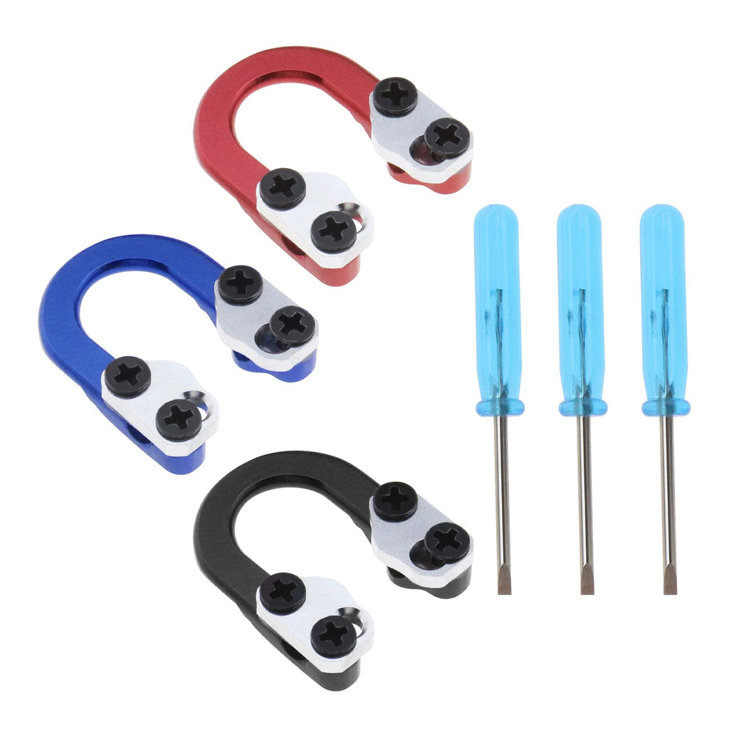 3 Set Archery D Loop Compound Bow Metal U Nock D Ring Buckle Release Nocking Loop with Screwdrivers for Shooting Installation Accessories Red Blue Black - BeesActive Australia