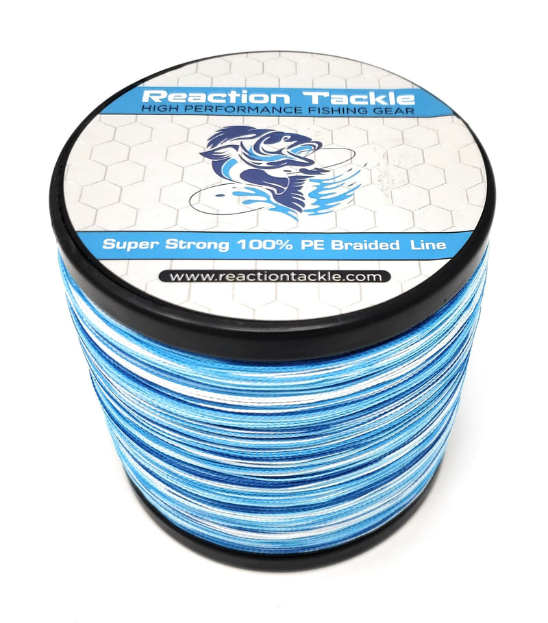 Reaction Tackle Braided Fishing Line - Pro Grade Power Performance for Saltwater or Freshwater - Colored Diamond Braid for Extra Visibility Blue Camouflage 6 LB (150 yards) - BeesActive Australia