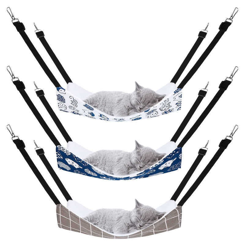 Pedgot 3 Pack Reversible Cat Hanging Hammock with Adjustable Straps and Hooks Double-Sided Pet Cage Hammock Hanging Bed Resting Sleepy Pad for Small Animals Pets 23.6 x 20 inches - BeesActive Australia