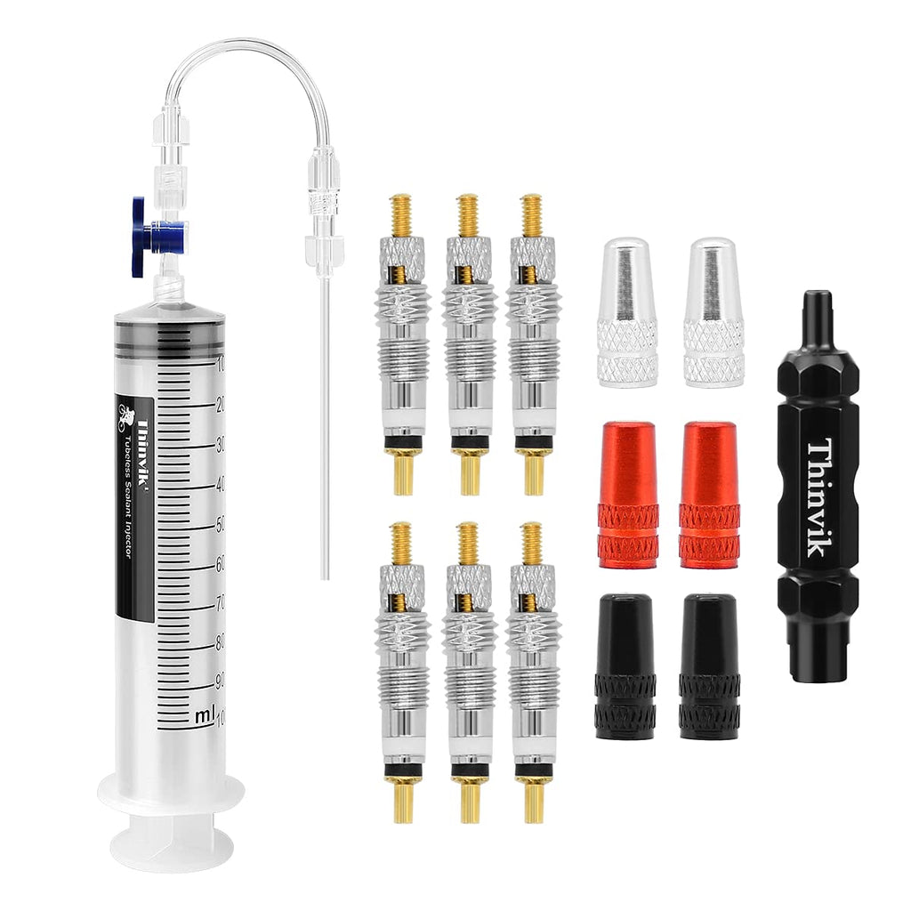 Thinvik 3.5 oz/100ML Tubeless Sealant Injector kit with Presta Valve Core Removal Tool.Tubeless Sealant Injector Syringe for Stans No Tubes Sealant.Bicycle Tubeless Tire Sealant Syringe with Switch. - BeesActive Australia