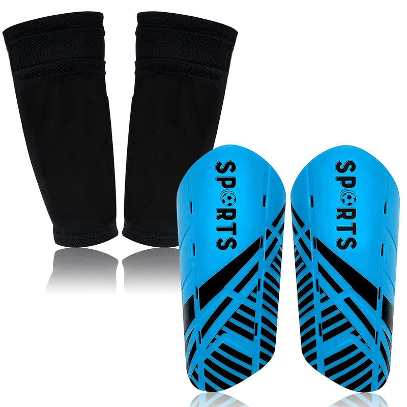 Soccer Shin Guards for Kids Youth, Shin Guard and Shin Guard Sleeves for Boys and Girls for Football Games EVA Cushion Protection Reduce Shocks and Injuries G-Blue03+Black03 Medium - BeesActive Australia